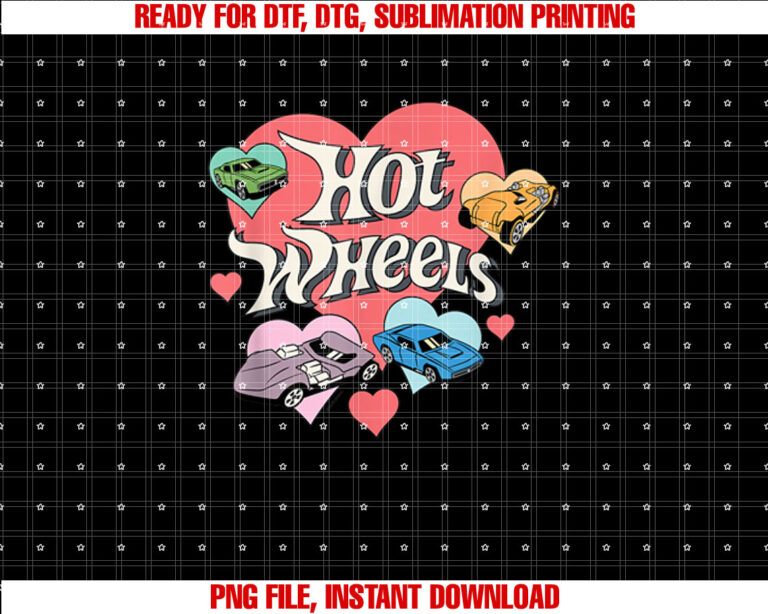 Hot Wheels Heart Wheels Shirt design, Digital Download