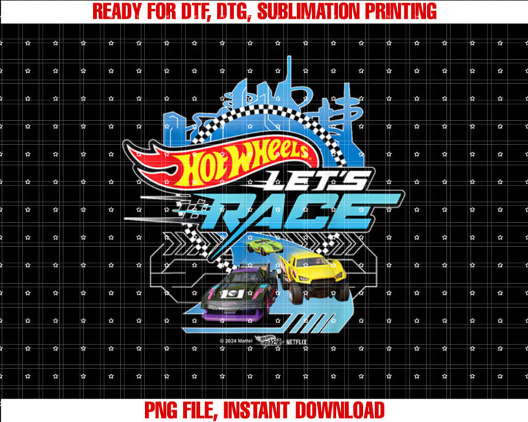 Hot Wheels Lets Race Racing Car Cityscape T-shirt design, Digital Download