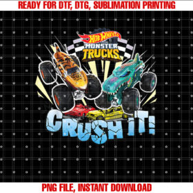 Hot Wheels Monster Trucks Crush It T-shirt design, Digital Download