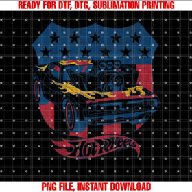 Hot Wheels Patriotic American Flag Shirt design, Digital Download