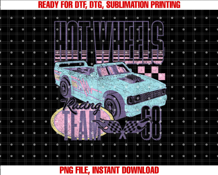 Hot Wheels Racing Team 68 Blue Convertible Car Shirt design, Digital Download