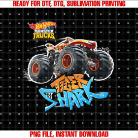 Hot Wheels Tiger Shark Orange Shirt design, Digital Download