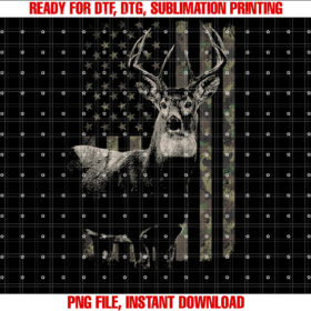 Hunting Camo American Flag Deer Camouflage Design on Back Shirt design, Digital Download