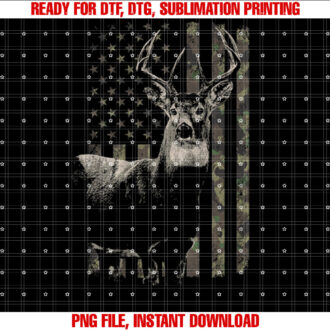 Hunting Camo American Flag Deer Camouflage Design on Back Shirt design, Digital Download