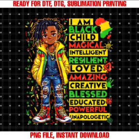 Kids I Am a Black Child Black History Month African American T-shirt, Sublimation Design, Digital Download