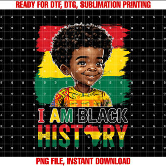 I Am Black History Afro Boy Little Melanin Prince BHM Kids T-shirt design, Digital Download