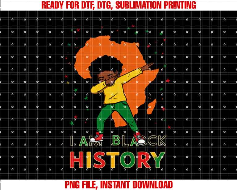 I Am Black History Kids Boys Men Black History Month T-shirt design, Digital Download