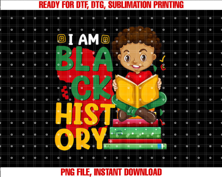 I Am Black History Month Africa African Students Boy Toddler T-shirt design, Digital Download