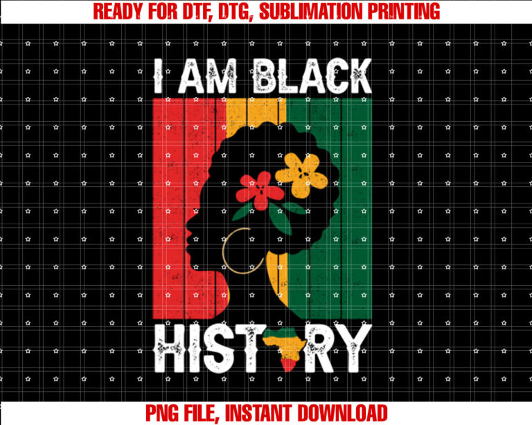 I Am Black History Month African American T-shirt design, Digital Download