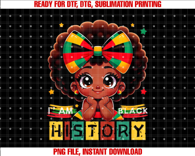 I Am Black History Month Black Melanin Kids Girl Toddler Shirt design, Digital Download