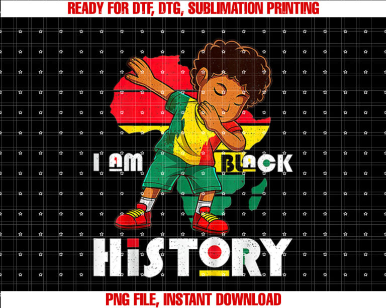 I Am Black History Month Kids Boys Afro African American T-shirt design, Digital Download