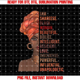 I Am Shareese Black Woman History Month 2020 Pride Melanin T-shirt design, Digital Download