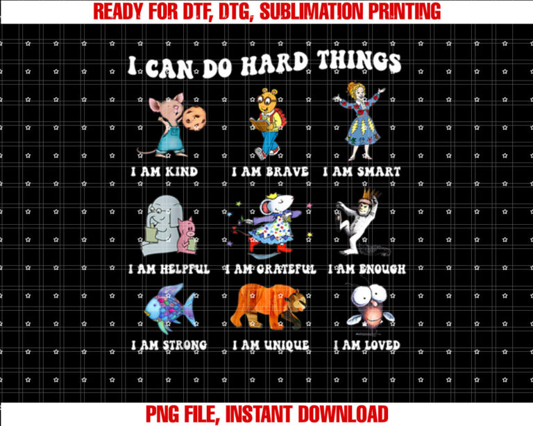 I Can Do Hard Things Teacher Back to School Childrens Book T-shirt design, Digital Download
