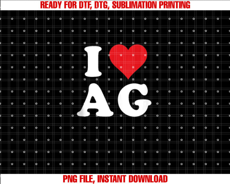 I Heart AG Initials I Love AG First And Last Name A G T-shirt design, Digital Download