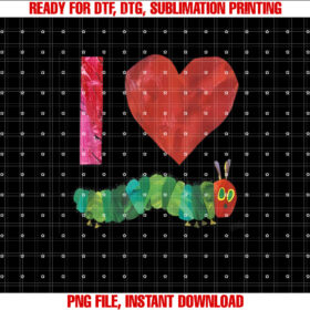 I Heart Hungry Caterpillar Cute Caterpillar Men Women Kids T-shirt design, Digital Download