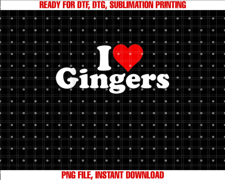 I LOVE HEART GINGERS REDHEADS RED HAIR T-shirt design, Digital Download