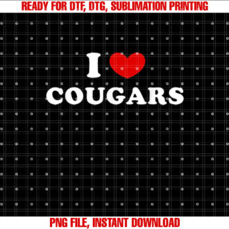 I Love Cougars I Heart Cougars T-shirt design, Digital Download