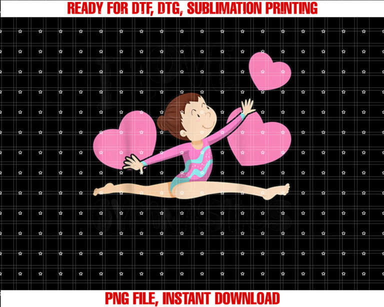 I Love Gymnastics Sports Gymnast Girls Women Cute Heart T-shirt design, Digital Download