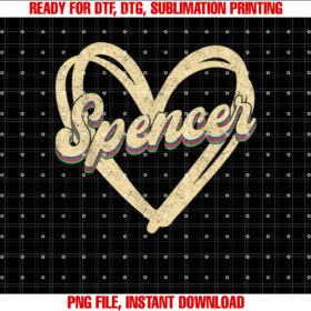 I Love Spencer I Heart Spencer Personalized Name Retro Shirt design, Digital Download