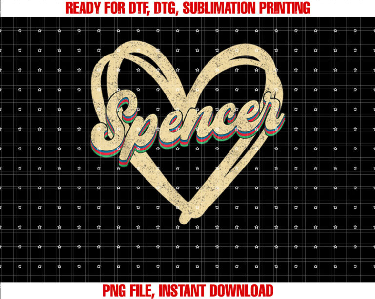 I Love Spencer I Heart Spencer Personalized Name Retro Shirt design, Digital Download