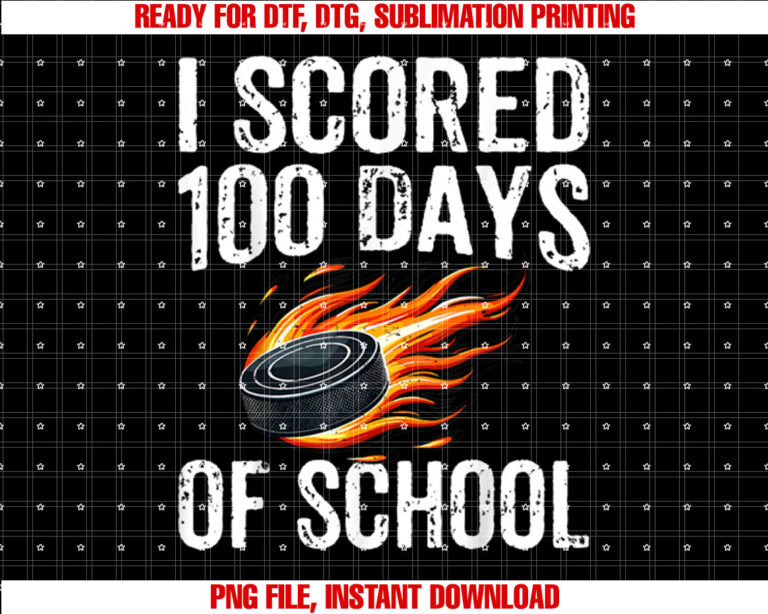 I Scored 100 Days Of School Hockey Kids Student Teacher T-shirt design, Digital Download