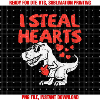 I Steal Hearts Trex Dino Baby Boy Valentines Day Toddler Kid T-shirt design, Digital Download