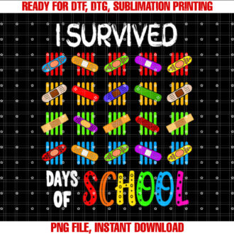 I Survived 100 Days Of School Teacher Kids Gift Band Aid T-shirt design, Digital Download