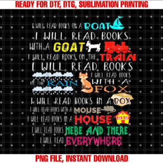 I Will Read Books On A Boat Everywhere Reading Gifts Kids Short Sleeve T-shirt design, Digital Download