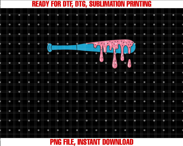 Ice Cream Baseball Bat With Baseball Sprinkles Drip T-shirt design, Digital Download