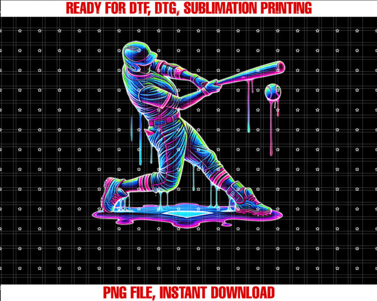 Ice Cream Drip Baseball Bat Baseball Player T-shirt design, Digital Download