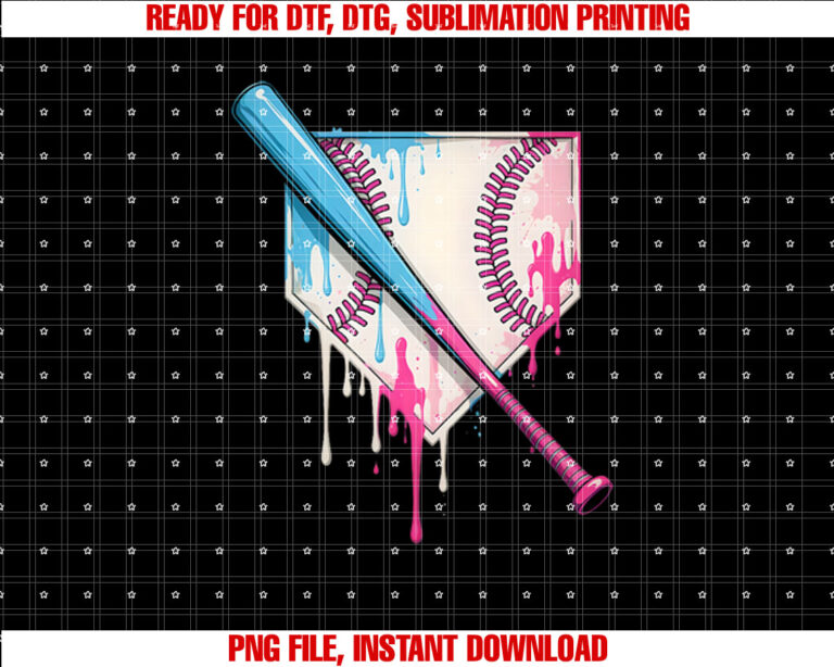 Ice Cream Drip Baseball Bat Home Plate With Sprinkles Drip Premium T-shirt design, Digital Download