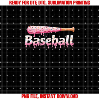 Ice Cream Pink Dripping Baseball Bat With Sprinkles Fun Drip T-shirt design, Digital Download