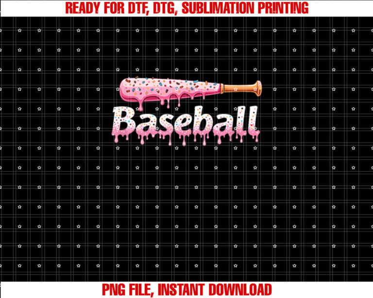 Ice Cream Pink Dripping Baseball Bat With Sprinkles Fun Drip T-shirt design, Digital Download