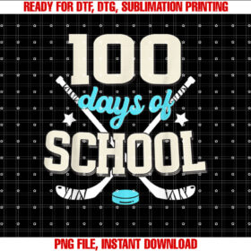 Ice Hockey 100 Days Of School 100th Day Of School Boys Kids T-shirt design, Digital Download