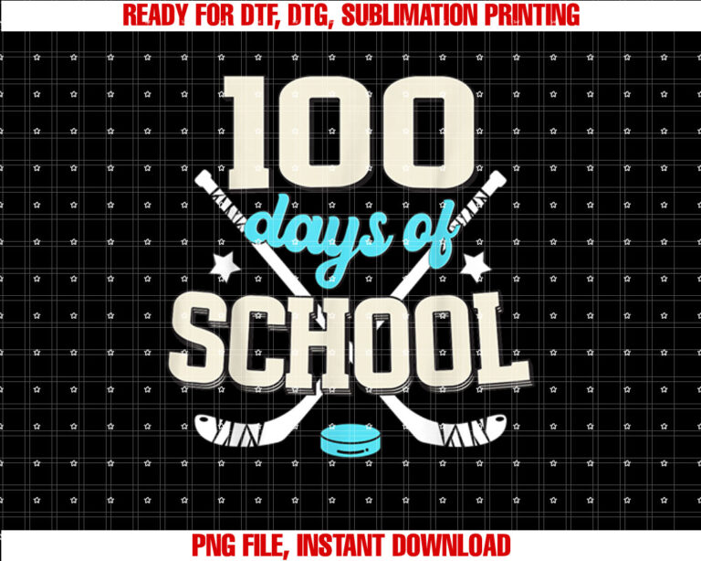 Ice Hockey 100 Days Of School 100th Day Of School Boys Kids T-shirt design, Digital Download
