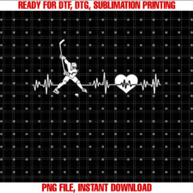 Ice Hockey Player Heartbeat Valentines Day Funny Gift T-shirt design, Digital Download