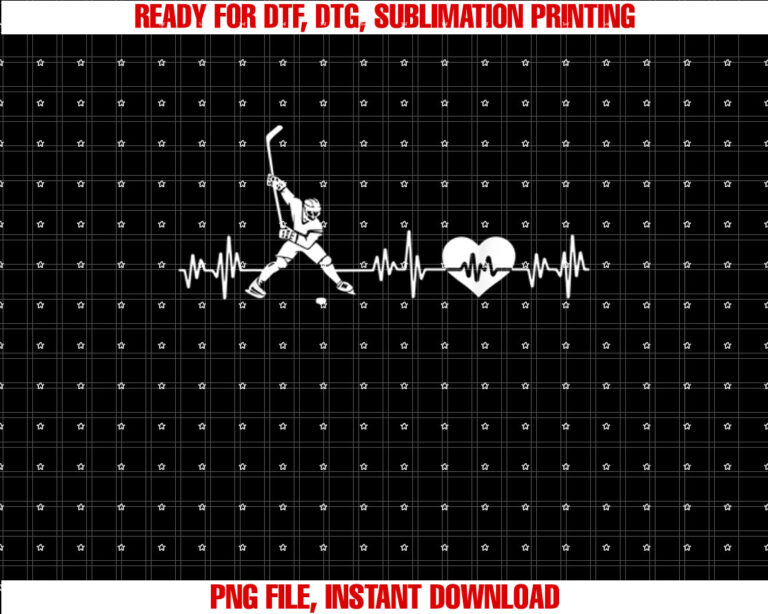 Ice Hockey Player Heartbeat Valentines Day Funny Gift T-shirt design, Digital Download