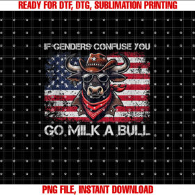 If Genders Confuse You Go Milk a Bull Funny Quote T-shirt, Sublimation Design, Digital Download