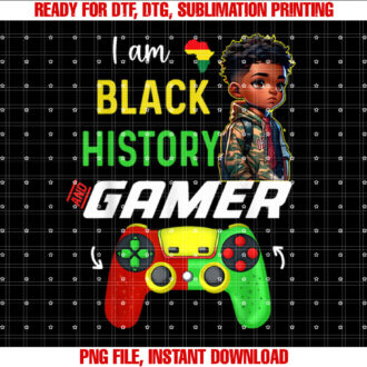 Im Black History Month gamer African American gaming boys T-shirt, Sublimation Design, Digital Download