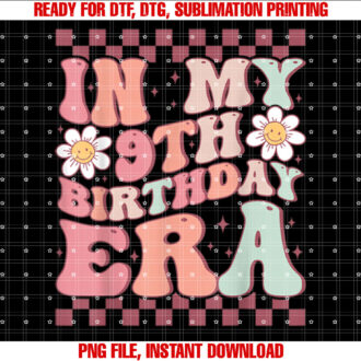 In My 9th Birthday Era Cute Daisy Groovy 9th Birthday Party T-shirt