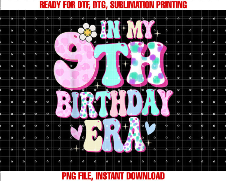 In My 9th Birthday Era Girl Gifts Nine Bday 9 Year Old T-shirt