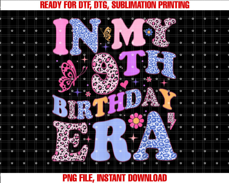 In My 9th Birthday Era Nine 9 Year Old Girls Bday T-shirt
