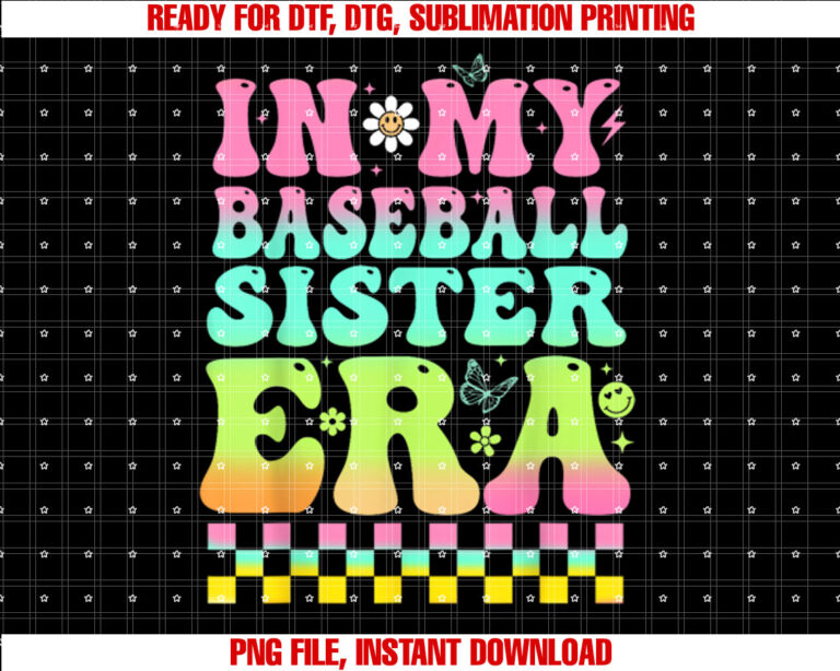 In My Baseball Sister Era Retro Baseball Sis Women Kids Girl T-shirt
