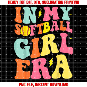 In My Softball Girl Era Retro Groovy Softball Girl T-shirt, Sublimation Design, Digital Download