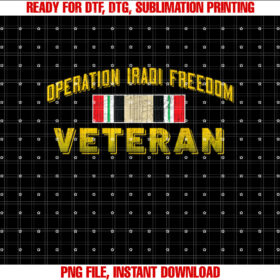 Iraq Operation Iraqi Freedom Veteran Day Gifts Black Mens Adults Letter Print Embroidery Modern Casual Military Veterans Day Memorial Day T-shirt, Sublimation Design, Digital Download