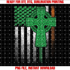 Irish American Flag Ireland Flag St Patricks Day Gift Cross T-shirt, Sublimation Design, Digital Download