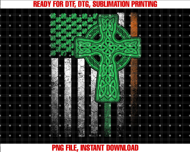 Irish American Flag Ireland Flag St Patricks Day Gift Cross T-shirt