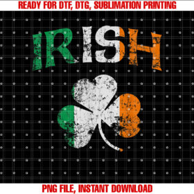 Irish Shamrock Ireland Flag St Patricks Day Vintage Fade T-shirt, Sublimation Design, Digital Download