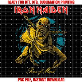 Iron Maiden Pom Gold Eddie T-shirt, Sublimation Design, Digital Download