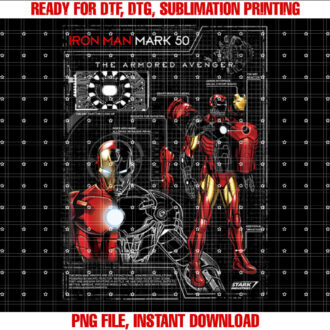 Iron Man Armor Plated Suit Blue Print Schematic T-shirt, Sublimation Design, Digital Download